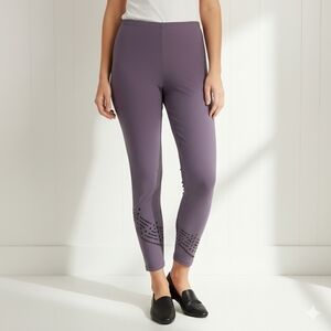 Sympli Deco Capri Pants Womens Size 6 Slim Leg Purple High Rise Stretch Pull On